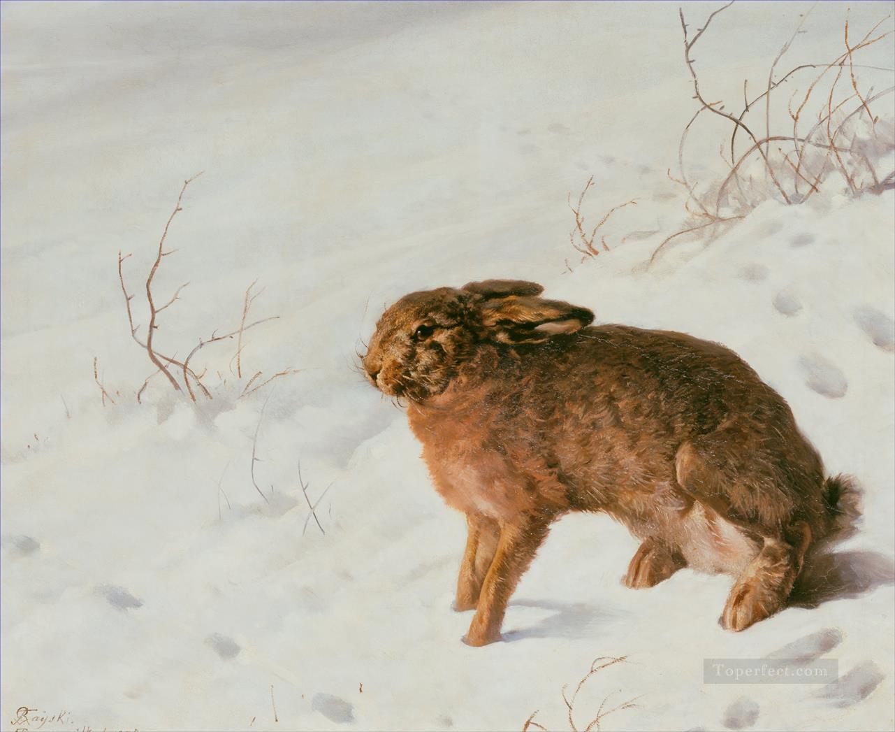 Ferdinand von Rayski Hare in the Snow Oil Paintings